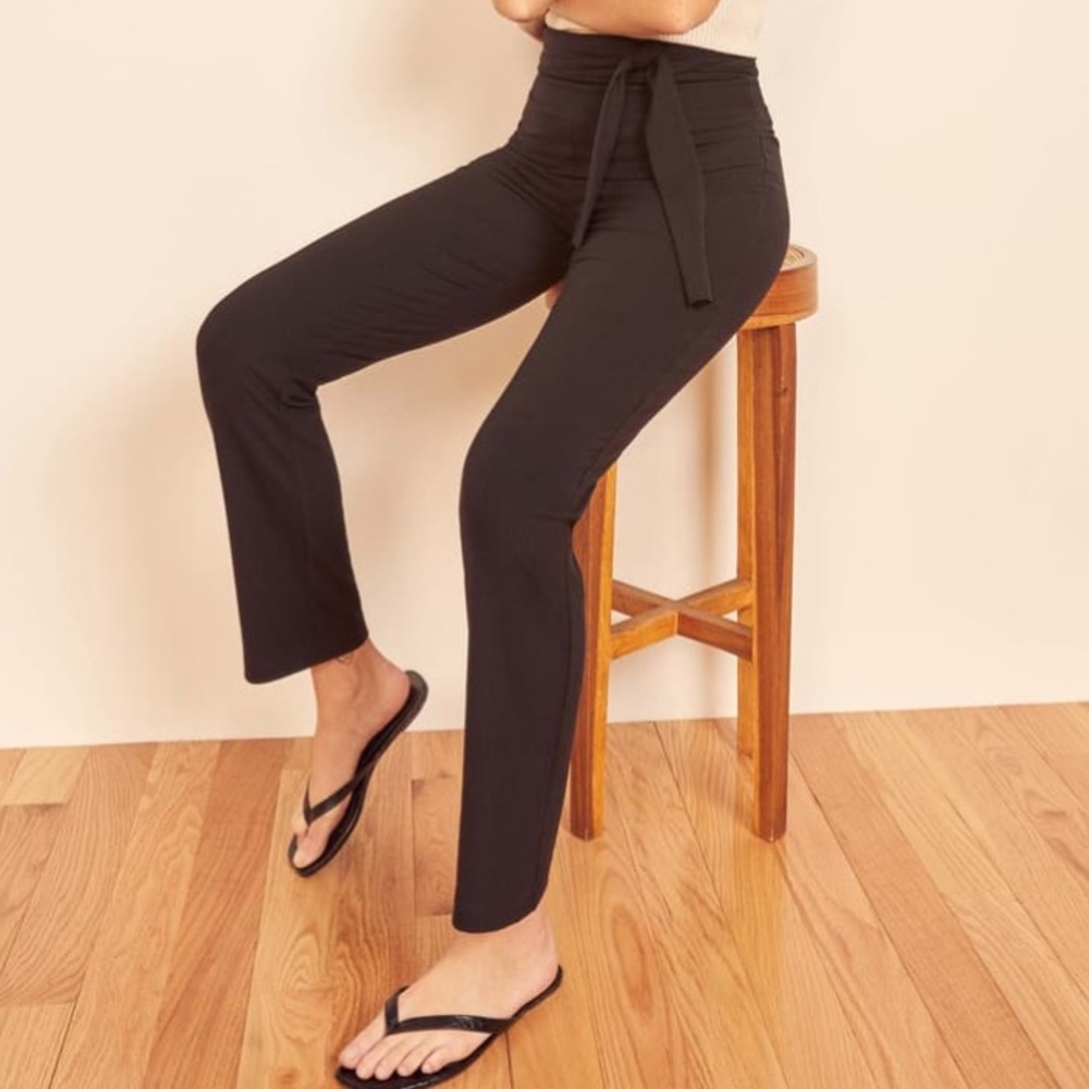 Reformation Kassia Tie Waist Ribbed pants